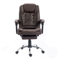 Silla de oficina gerencial Sillium, cuero combinado, reclinación 90° a 155°, reposapiés, cabecera, marrón oscuro